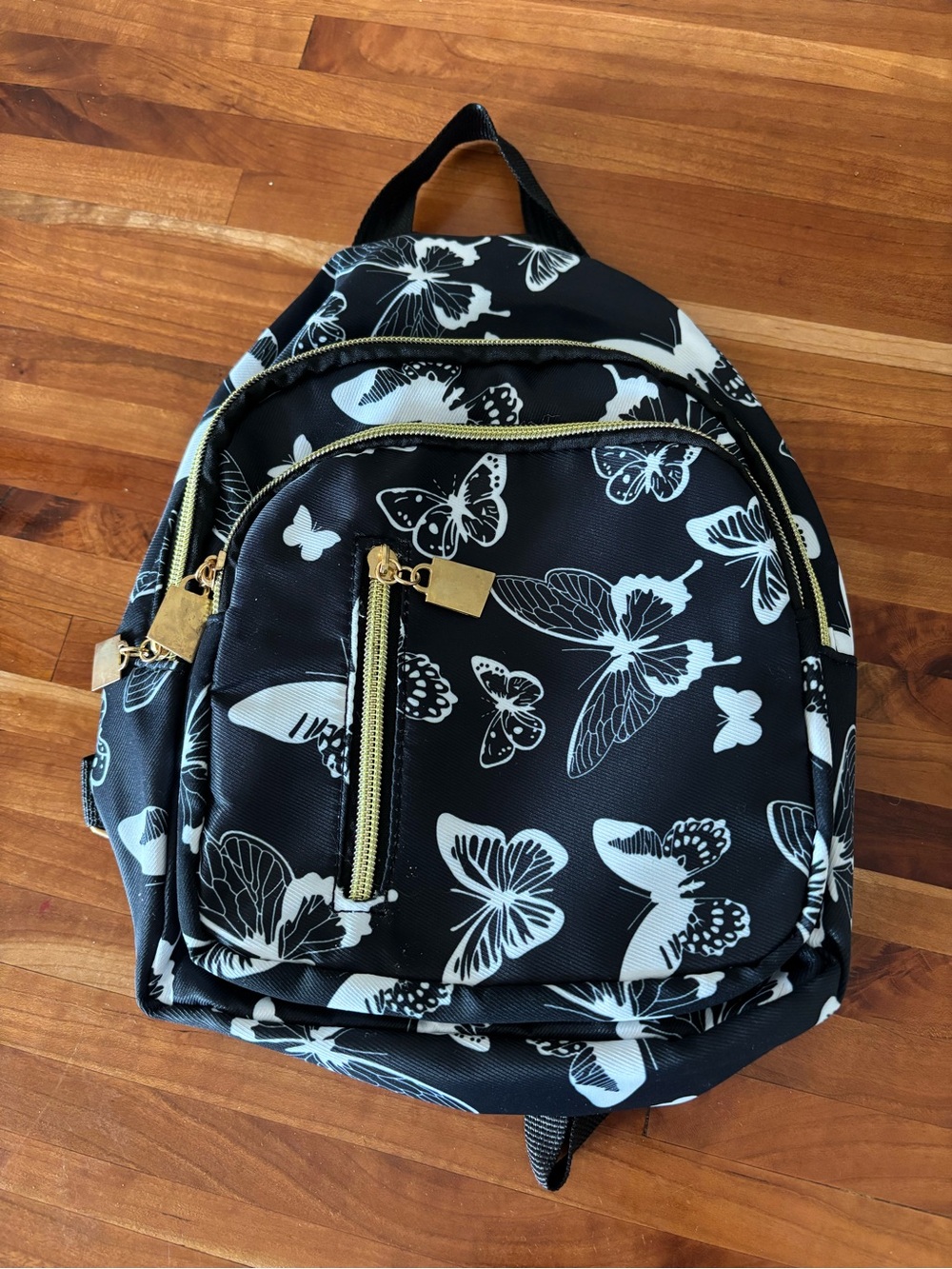 Black Butterfly Print Women's Mini Backpack - Unbranded